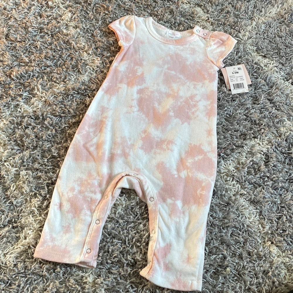 Pink and white tie dye one piece